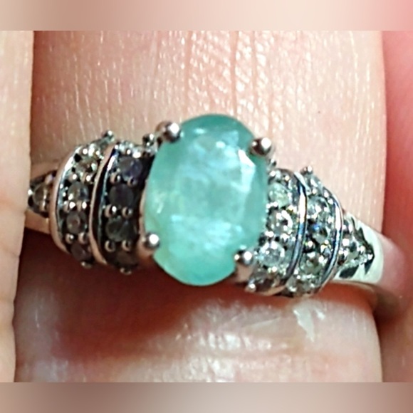 Djoy Jewelry - Sterling Silver 925 (RARE) Grandiderite Ring with Pavé Accents sz7